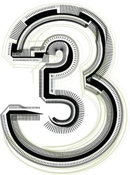 Technological font. number 3 Stock-Illustration