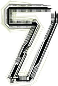 Technological font. number 7 Illustrazione stock