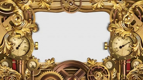 Technological frame in steampunk style Stock Footage 245914391