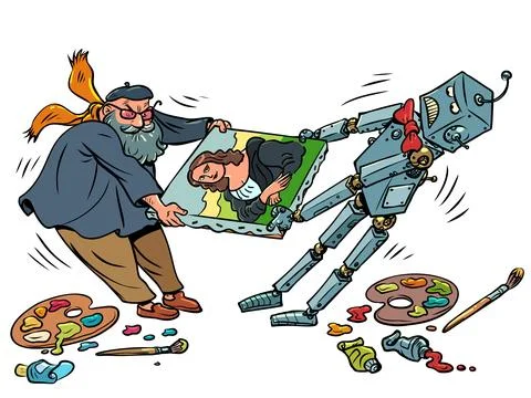 The technological future is coming. Fight for copyright. Artificial intelligence Stock Illustration