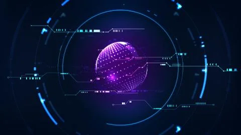 Technological future interface hud global platform abstract background templa イラスト素材