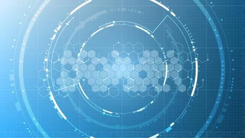 Technological future system hexagonal encryption interface background vector Stock Illustration