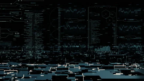 Technological Futuristic SciFi cosmic background with HUD infographic. Video stock 121444482