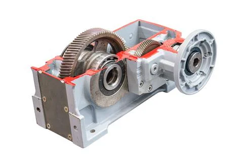 Technological gearbox with intricate internal components showcased, featuring Stock Photos