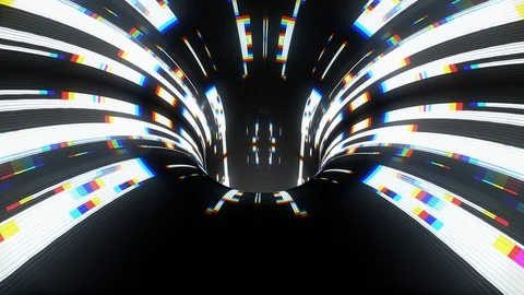 Technological glitch distortion wormhole funnel tunnel flight loop animation Stock Footage 99676997