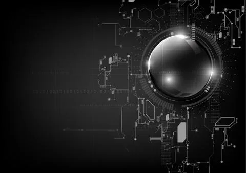 Technological global communication circuit modern sphere abstract background Stock Illustration