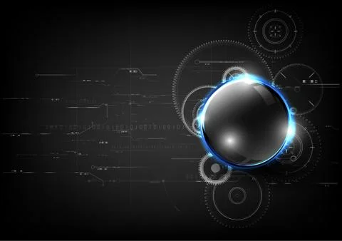 Technological global communication gear modern sphere abstract background vec Stock Illustration