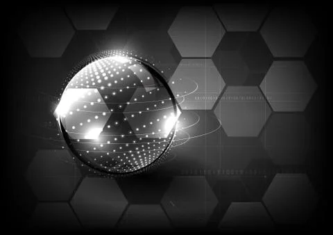 Technological global communication  modern hexagon abstract background vector Stock Illustration
