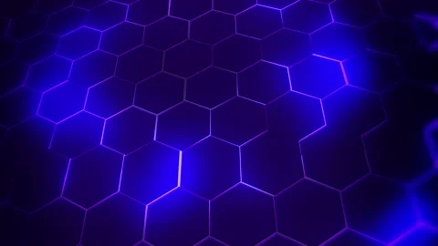 Technological glowing blue background with pattern honeycomb shapes. Stock Footage 244379169