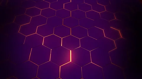 Technological glowing violet background with pattern honeycomb shapes. Stock Footage 244595468