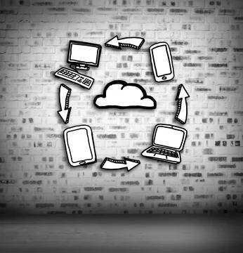 Technological graphic on wall Stock Illustration