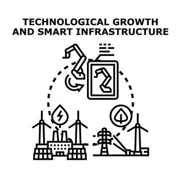 Technological growth and smart infrastructure concept illustration Stock Illustration