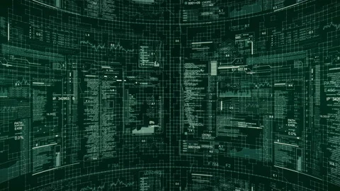 Technological HUD elements in curved screen. Stock Footage 98874895