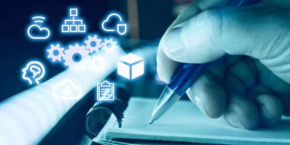 Technological Innovation and Cloud-Driven Solutions: A Visual Representation  Stock Photos