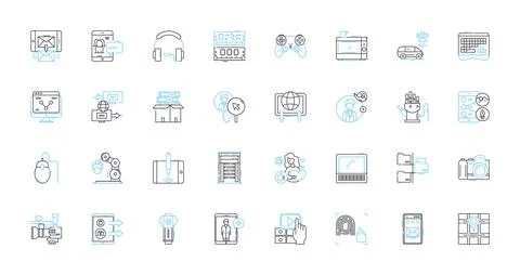 Technological innovation linear icons set. Automation, Blockchain, Cloud Stock Illustration