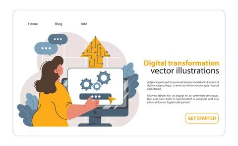 Technological innovations. Digital progress, digitalization and computerization. Stock Illustration