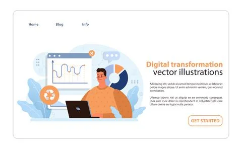 Technological innovations. Digital progress, digitalization and computerization. Stock Illustration