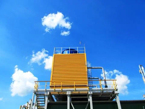 Technological installation on metal columns. Stock Photos