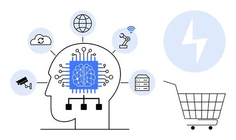 Technological Integration with Artificial Intelligence and Machine Learning.. Stockillustratie