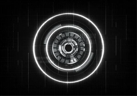 Technological intelligent interface connection system abstract black and whit Stock Illustration