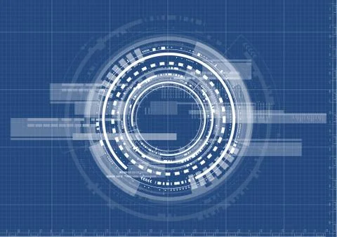 Technological interface future system blueprint abstract background vector イラスト素材