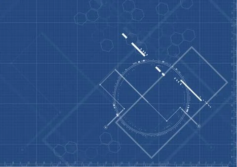 Technological interface future systematic blueprint abstract background vecto Stock Illustration