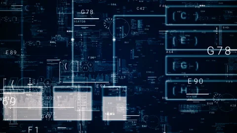 Technological intro.Futuristic HUD elements. Stock Footage 89152025
