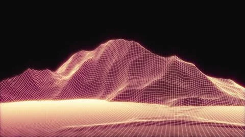 Technological landscape of the future .Digital terrain cyberspace in the moun Stock Illustration