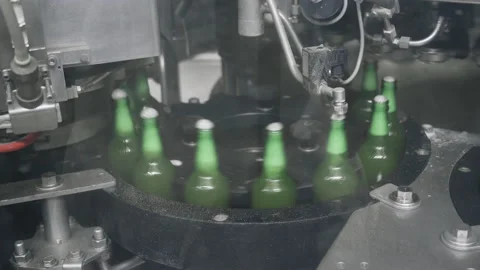 Technological line for beer bottling at the brewery. Technological process of Vidéo 151886836