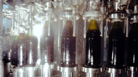 Technological line for bottling of beer in brewery. Stock Footage 122095677