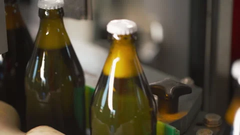 Technological line for bottling of beer in brewery. Vidéo 245273921