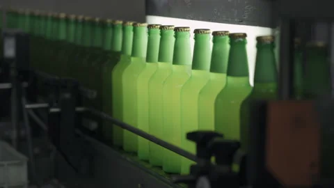 Technological line for bottling beer. Quality control and inspection of beer bot Vidéo 151891077