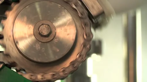 Technological line of spill of yogurt. close-up shot of twisting of traffic jams Video stock 58329192