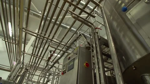 Technological line of spill of yogurt Stock Footage 58329340