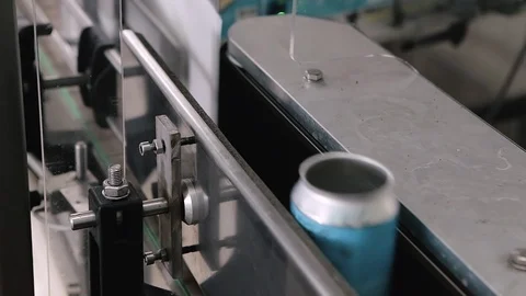 Technological line for sticking information labels on beer bottles in brewery Stock Footage 129306446