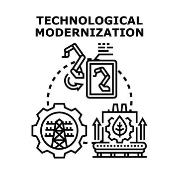 Technological modernization process conceptualizes industrial manufacturing a Stock Illustration
