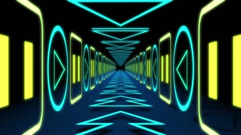 Technological multi-colored retro tunnel consisting of buttons of an audio Stock Footage 116046459