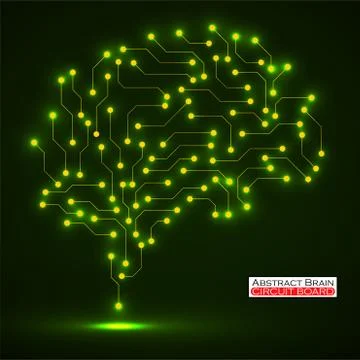 Technological neon brain. Circuit board. Abstract vector background Stock Illustration