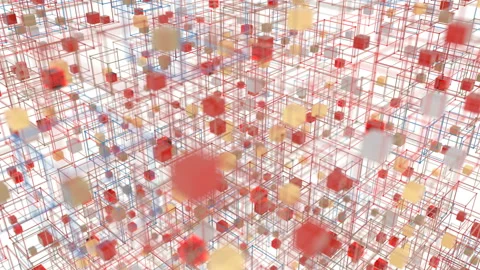 Technological pattern of multi-colored cubes moving in parallel. Stock Footage 121175491