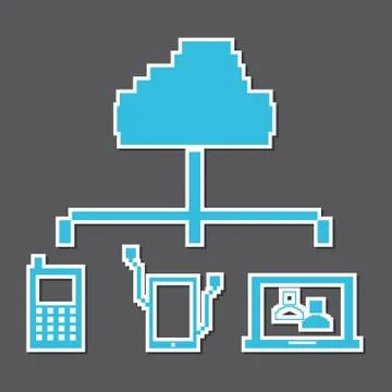 Technological pixel design over gray background vector illustration Illustrazione stock