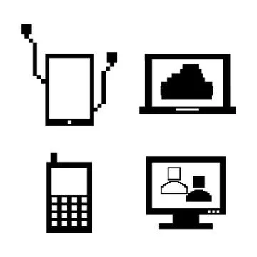 Technological pixel icons over white  background vector illustration Stock Illustration