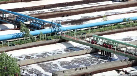 The technological process of aeration of waste water Stock Footage 25008353