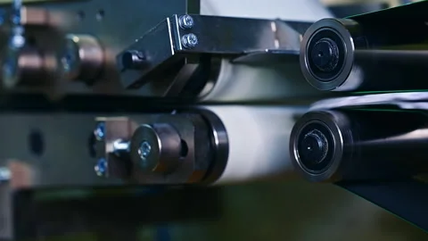 Technological process of diaper producing at the factory. Stock Footage 166952382