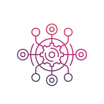 Technological process, production, innovation vector line icon Illustrazione stock