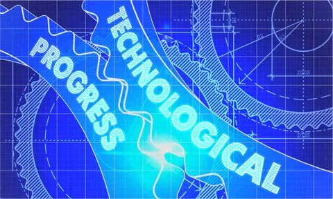 Technological Progress Concept. Blueprint of Gears Illustrazione stock