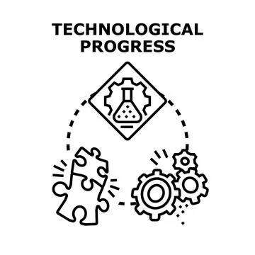 Technological progress developing research innovation and solutions Stock Illustration