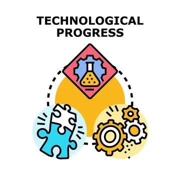 Technological progress developing research innovation and solutions Stock Illustration