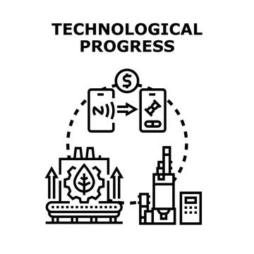 Technological progress developing sustainable smart financial solutions Stock Illustration