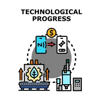 Technological progress developing sustainable smart financial solutions Stock Illustration