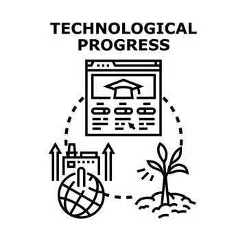 Technological progress fostering global growth and education Stock Illustration
